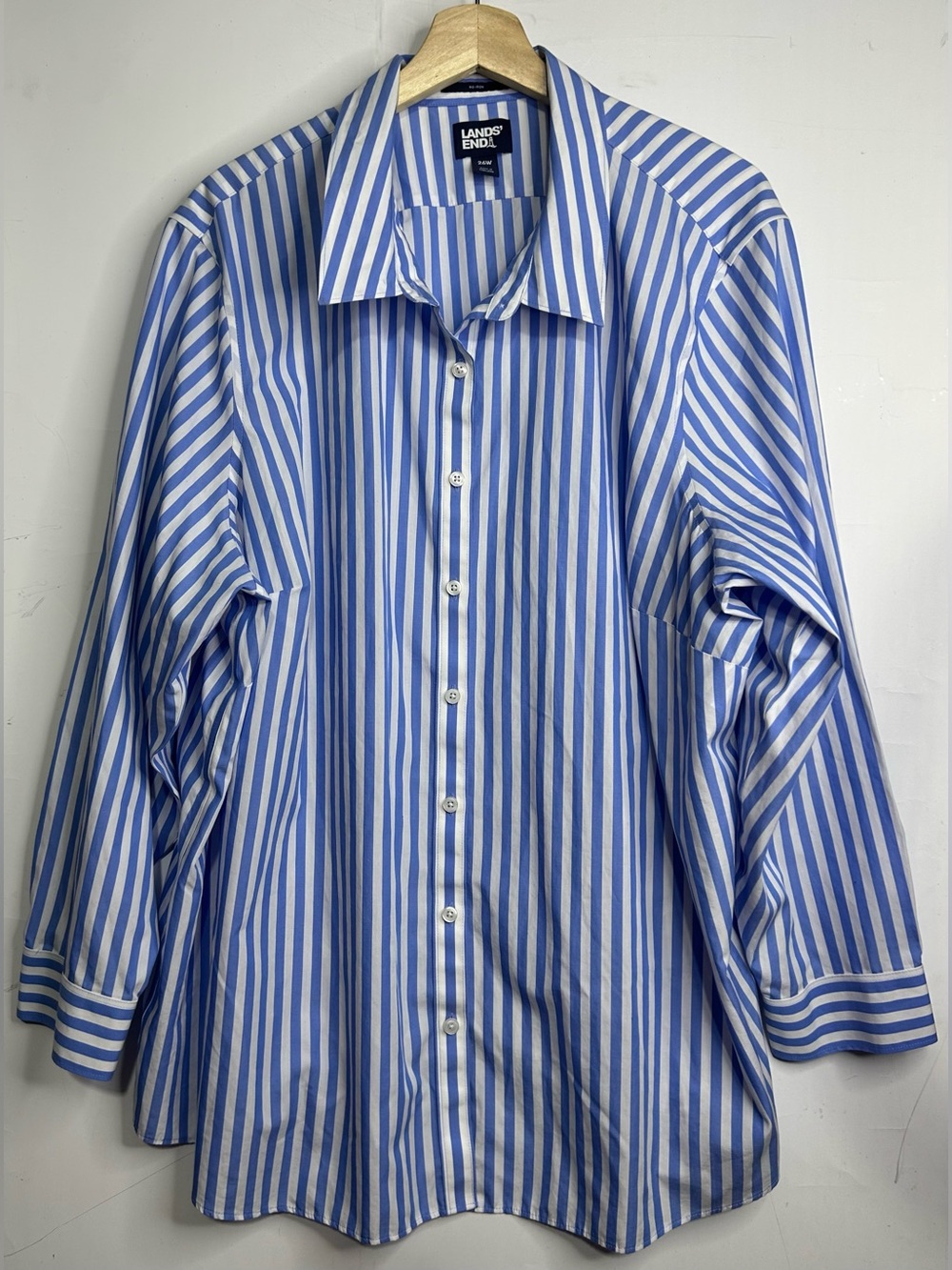 5 for $25🔥Lands' End Vertical Blue Striped Shirt Size 26W